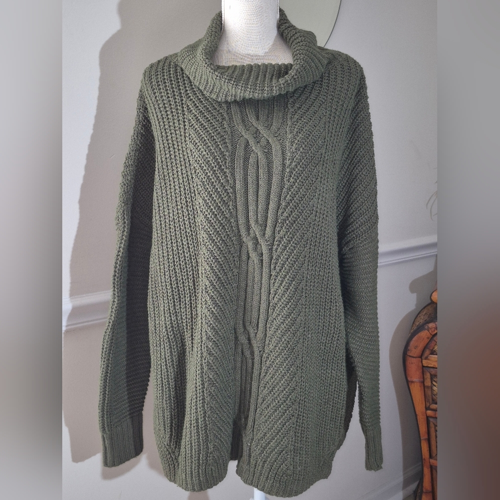 Lands' End Forest Green Cowl Neck Sweater